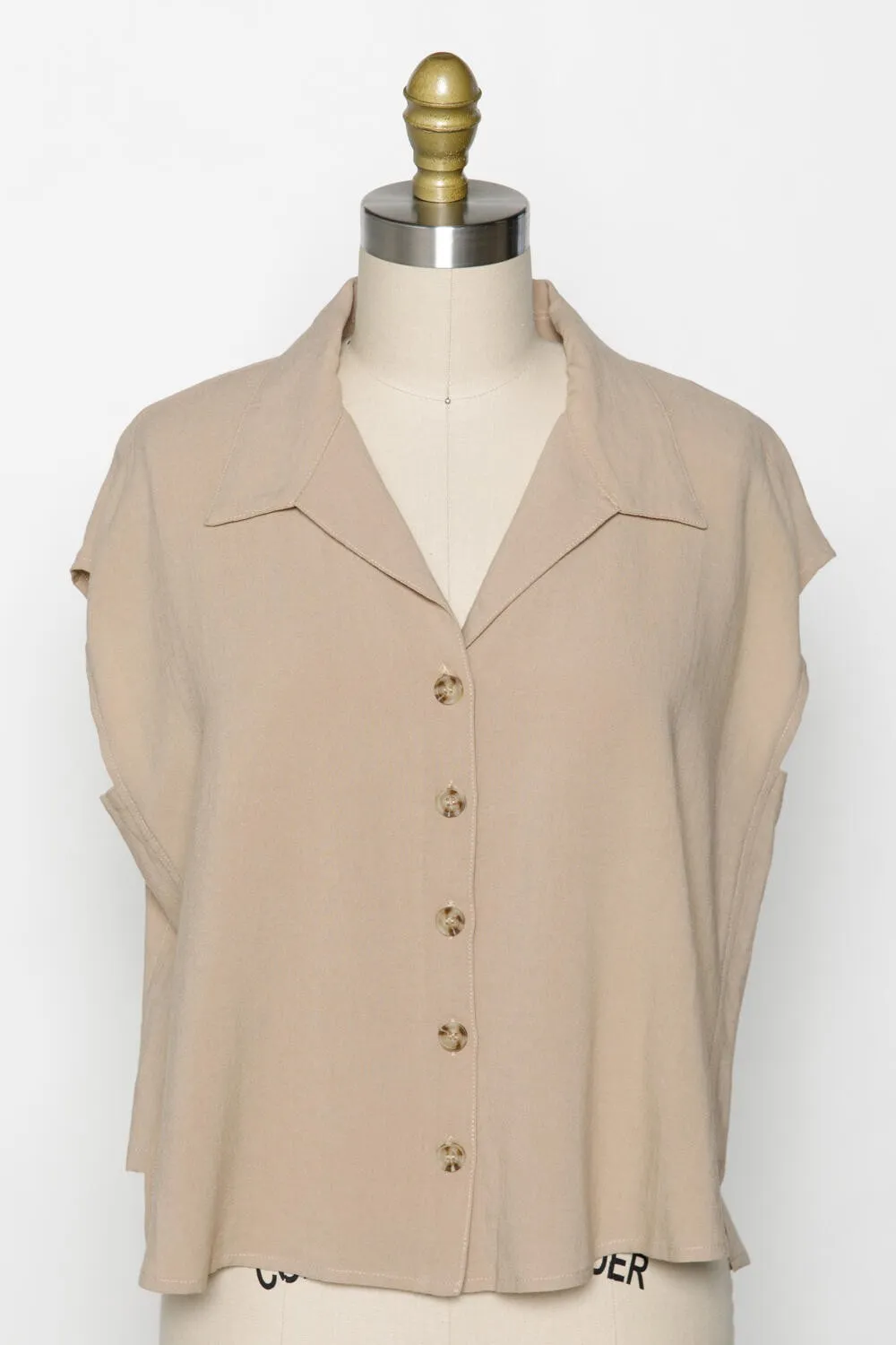 Naomi Collared Button Down Sleeveless Top (Assorted Colors)
