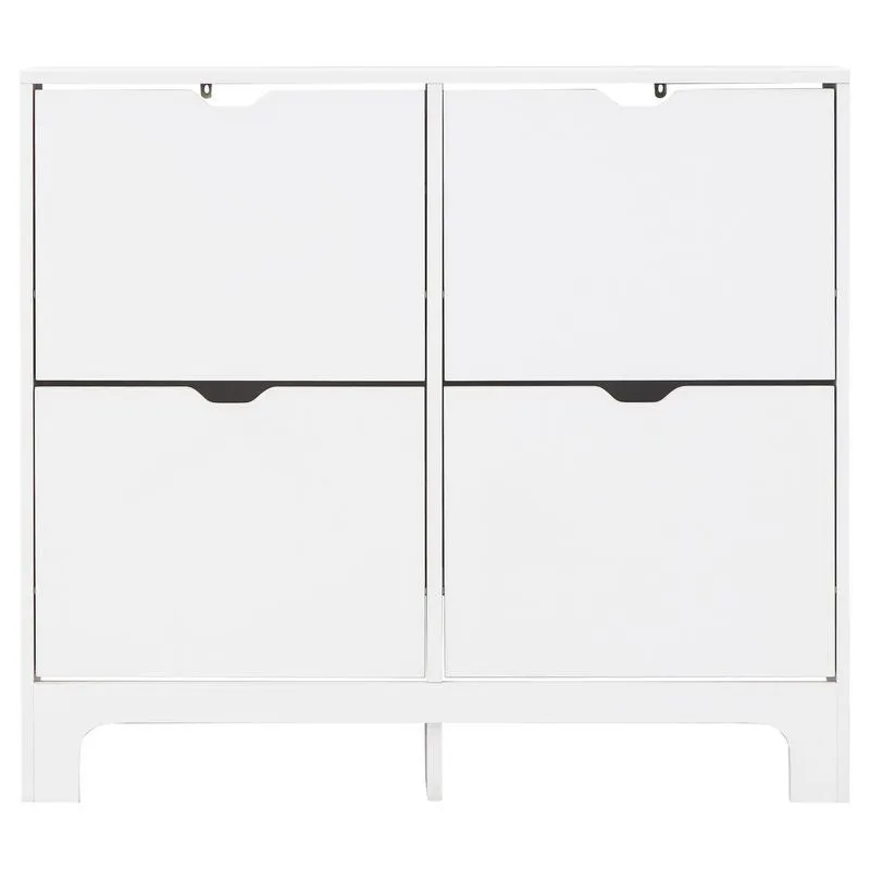 Narrow Large Shoe Storage White 4 Doors 4 Shelves