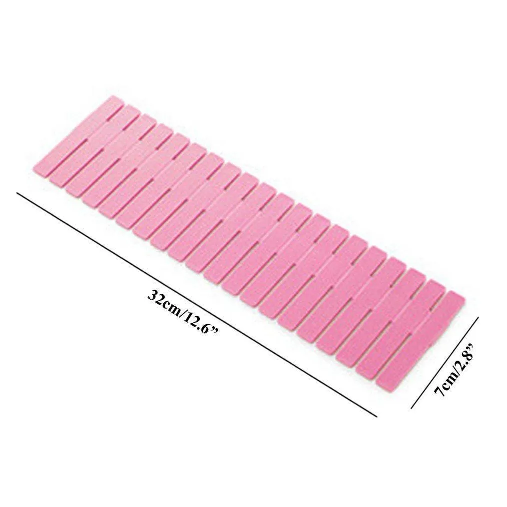 NewFerU Plastic Desk DIY Grid Drawer Dividers Adjustable Tidy Closet Shelf Storage Organizers for Purses,Ties,Tshirts,Pens,Bras,Sock,Underwear,Scarves,Makeup,Kitchen Cutlery Flatware (40pcs-Pink)