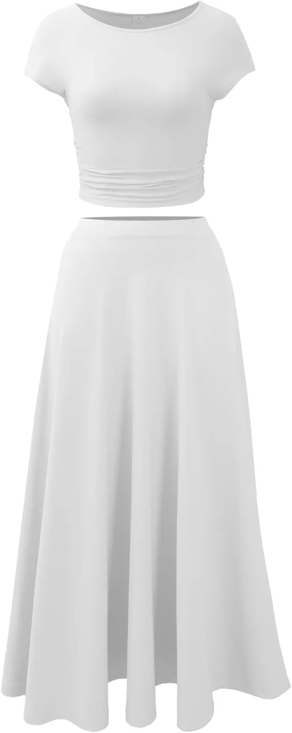Nimsruc Two Piece Skirt Sets For Women Comfy Summer Outfits