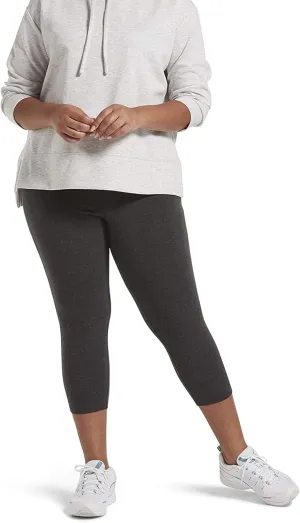 No nonsense Women's Blackout Cotton Capri Leggings Super Soft Stretch Pull On Pants, Available in Plus Size