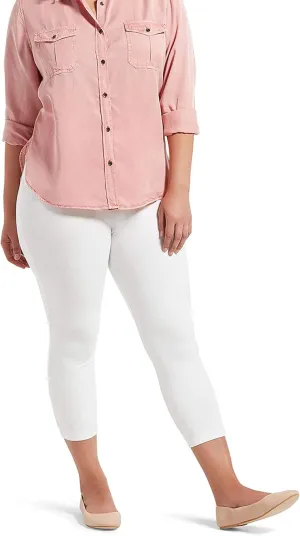 No nonsense Women's Blackout Cotton Capri Leggings Super Soft Stretch Pull On Pants, Available in Plus Size