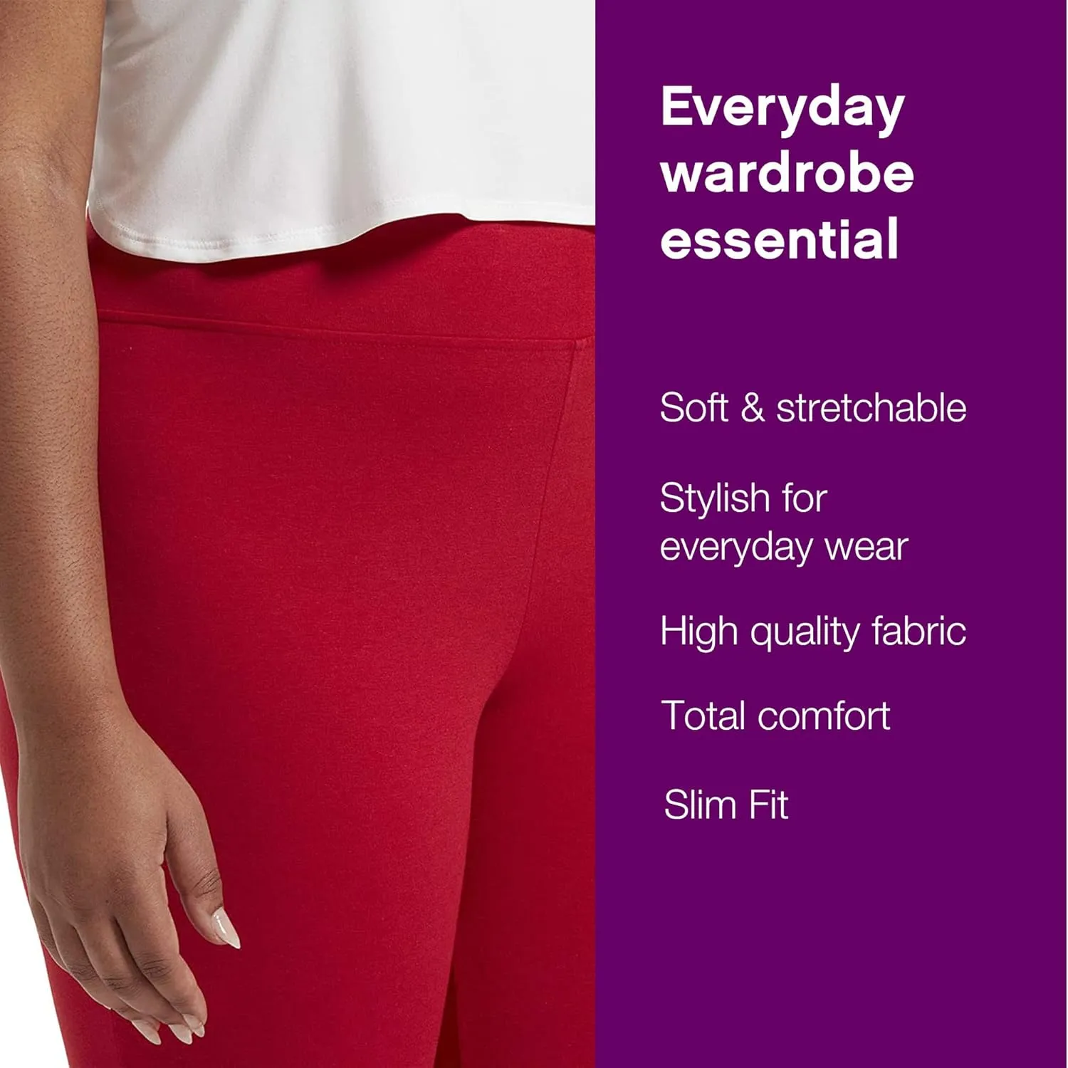 No nonsense Women's Blackout Cotton Capri Leggings Super Soft Stretch Pull On Pants, Available in Plus Size
