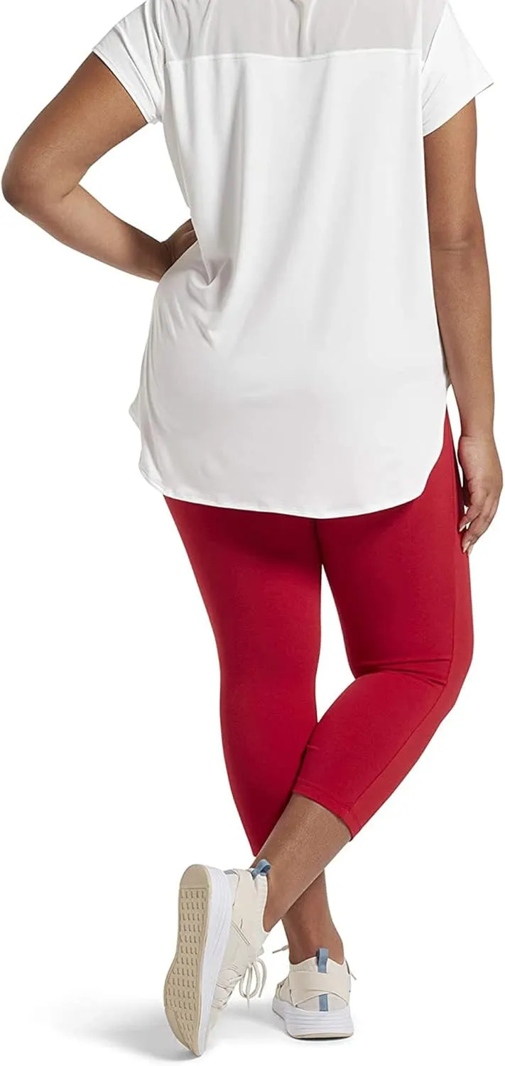 No nonsense Women's Blackout Cotton Capri Leggings Super Soft Stretch Pull On Pants, Available in Plus Size