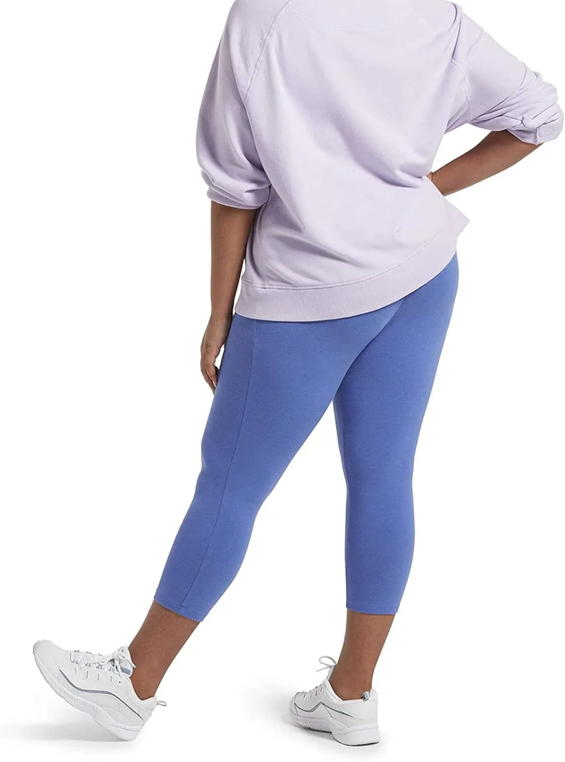 No nonsense Women's Blackout Cotton Capri Leggings Super Soft Stretch Pull On Pants, Available in Plus Size