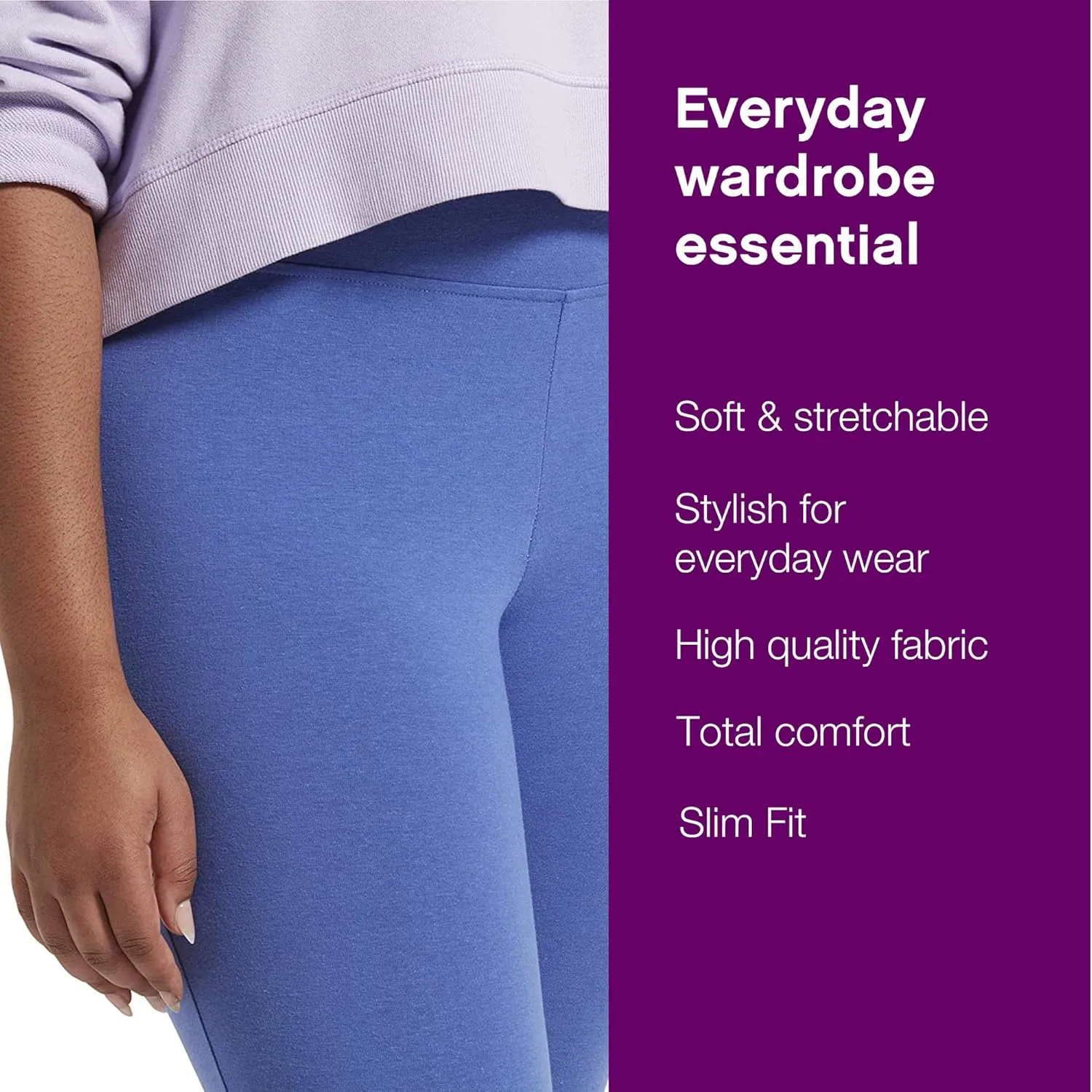 No nonsense Women's Blackout Cotton Capri Leggings Super Soft Stretch Pull On Pants, Available in Plus Size