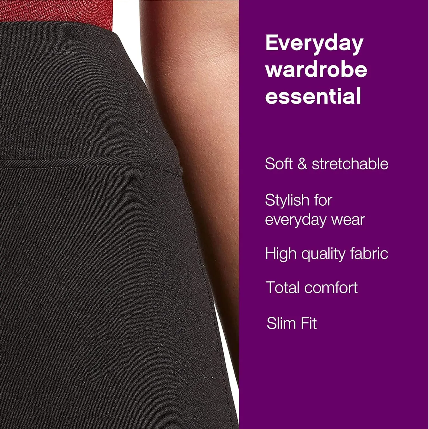 No nonsense Women's Blackout Cotton Capri Leggings Super Soft Stretch Pull On Pants, Available in Plus Size