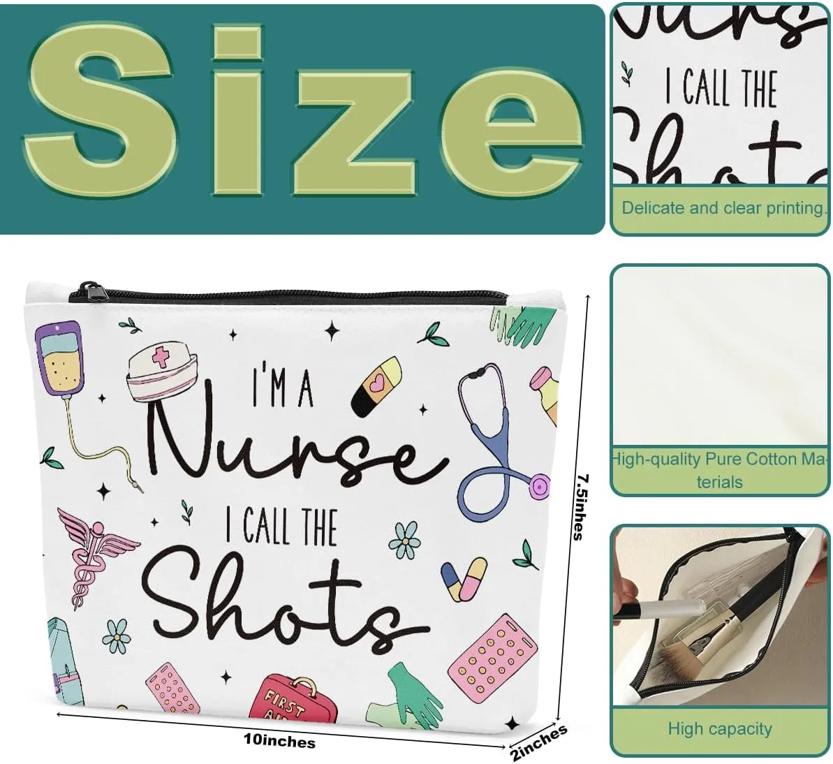Nurse Makeup Bag, Nursing Gifts for Nurses Female, Nurse Gifts for Women, Nursing Student Gifts, Not All Heroes Wear Capes Some Wear Scrubs Cosmetic Bags, Nurse Appreciation Graduation Gifts