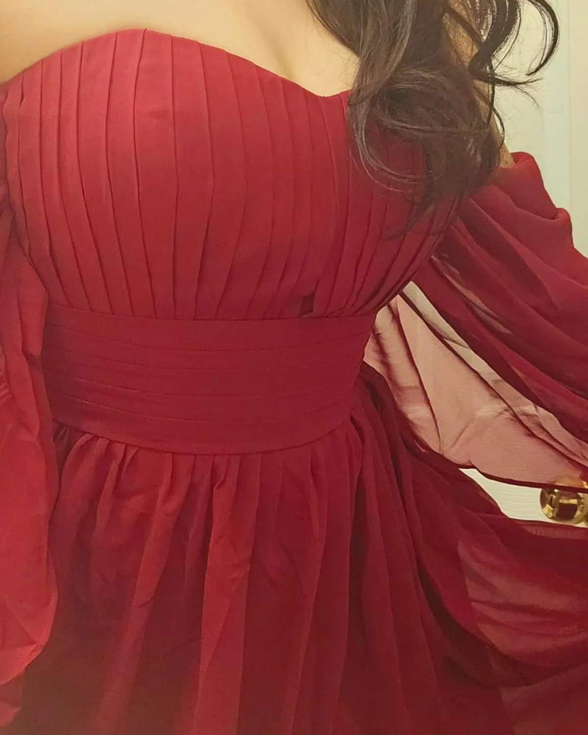 Off Shoulder Formal Dress Long Chiffon Bridesmaid Dresses with Slit Fall Wedding Guest Dresses for Women