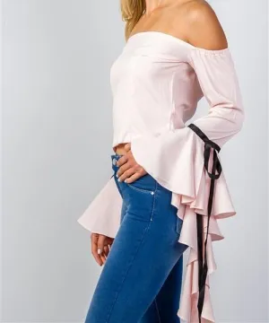 Off the Shoulder Ruffle Sleeve Blouse