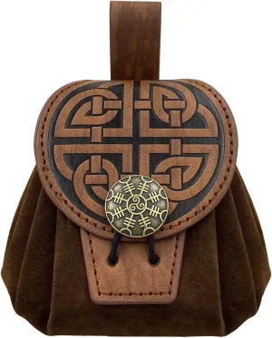 Old Styles Belt Bag for Women Man Medieval Wallets Small Cube Bag Embossed Coin Bag PU Leather Waist Bag Side Pack
