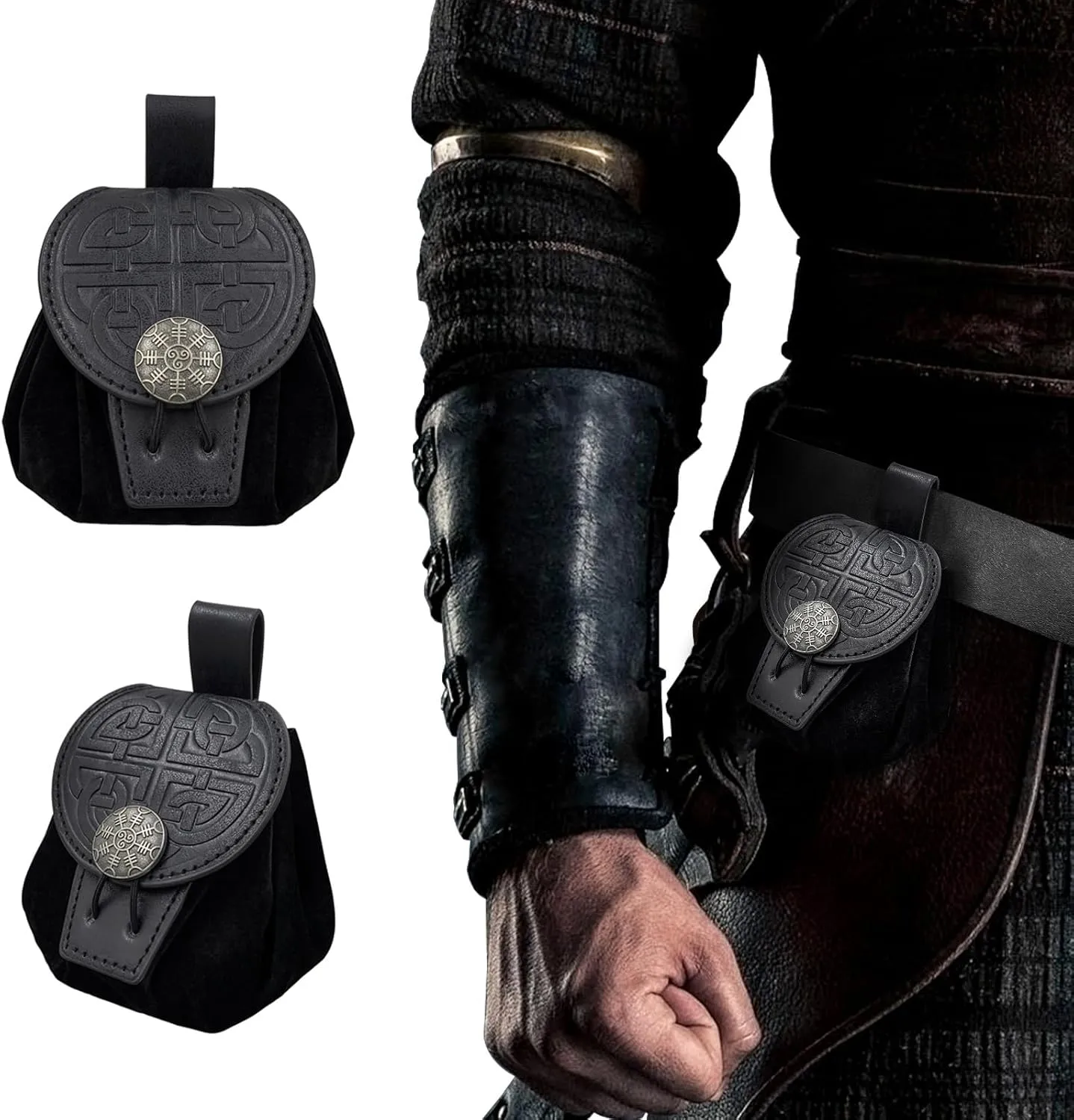 Old Styles Belt Bag for Women Man Medieval Wallets Small Cube Bag Embossed Coin Bag PU Leather Waist Bag Side Pack