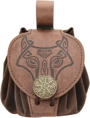 Old Styles Belt Bag For Women Man Medieval Wallets Small Cube Bag PU Leather Waist Bag Side Pack Embossed Coin Bag