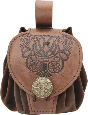 Old Styles Belt Bag For Women Man Medieval Wallets Small Cube Bag PU Leather Waist Bag Side Pack Embossed Coin Bag