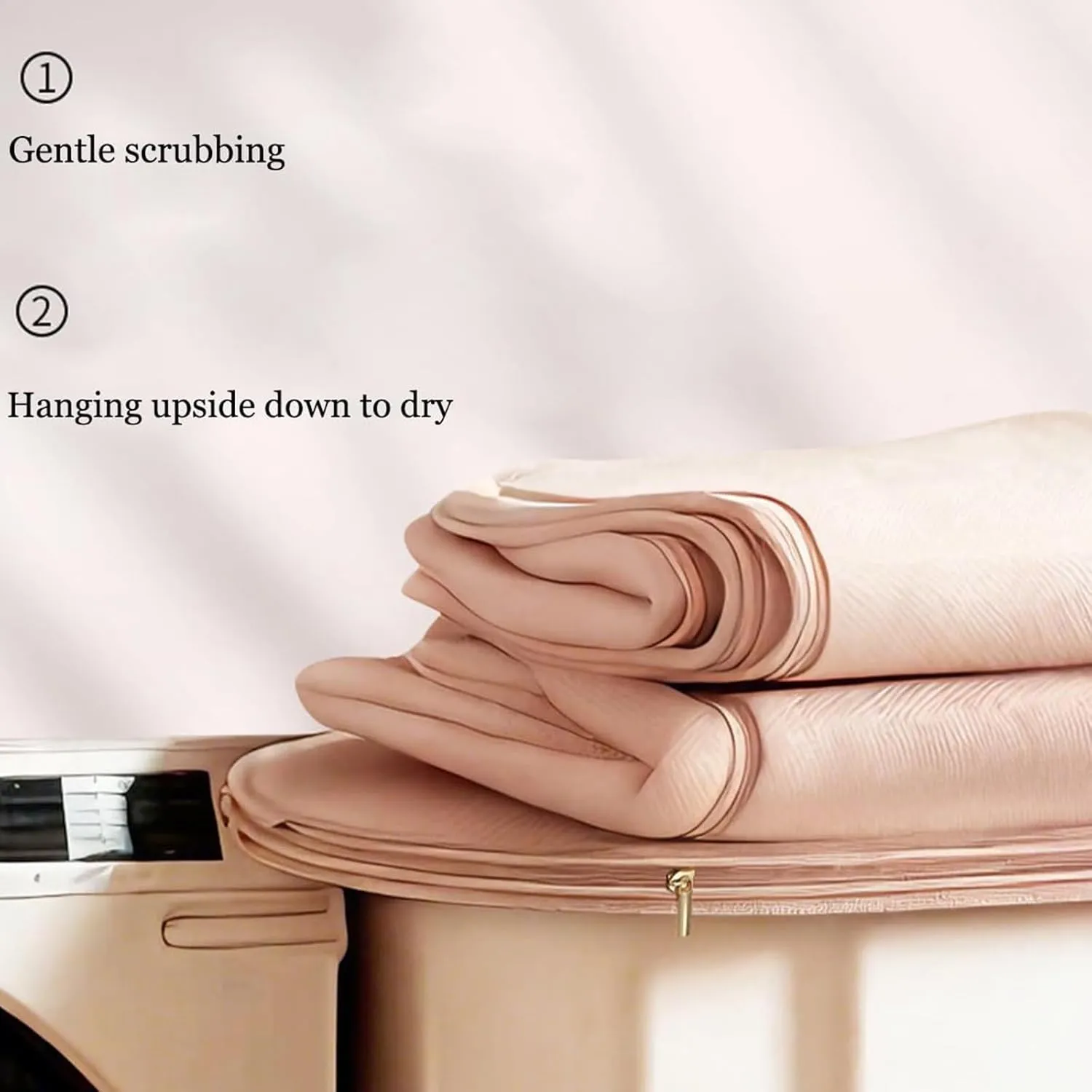 Otherwise Garment Bag,Space Saving Hanging Garment Bag with Self Compression Zipper, Space Saver Coat Storage Bag for Closet Storage, Dust Cover Clothes Bags for Down Coat (Beige-M)