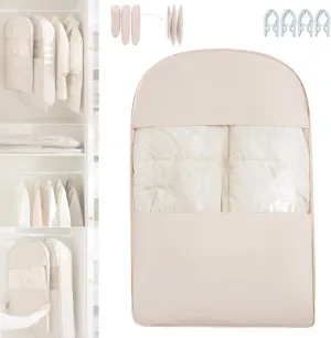 Otherwise Garment Bag,Space Saving Hanging Garment Bag with Self Compression Zipper, Space Saver Coat Storage Bag for Closet Storage, Dust Cover Clothes Bags for Down Coat (Beige-M)