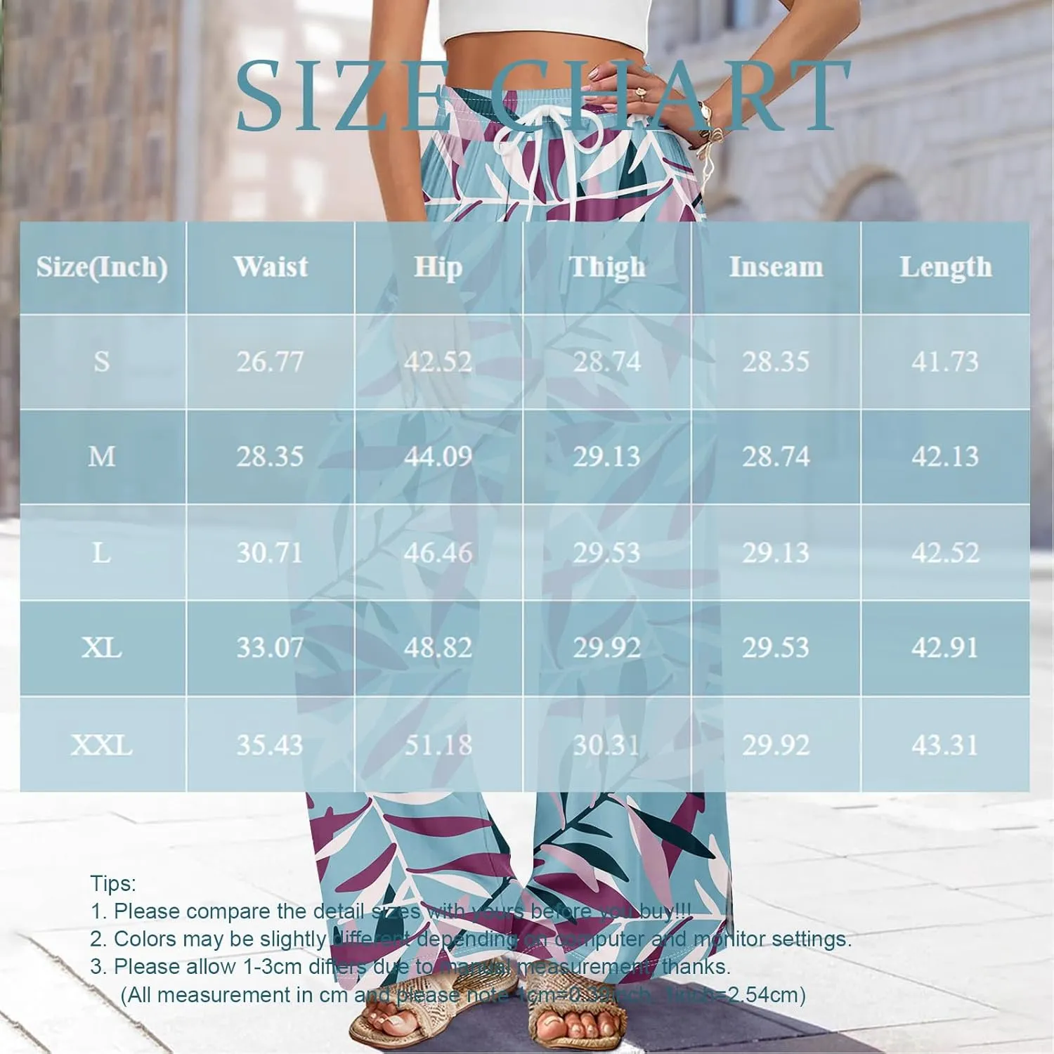 Palazzo Pants for Women Casual Boho Wide Leg Elastic High Waist Adjustable Knot Flowy Pants with Pockets