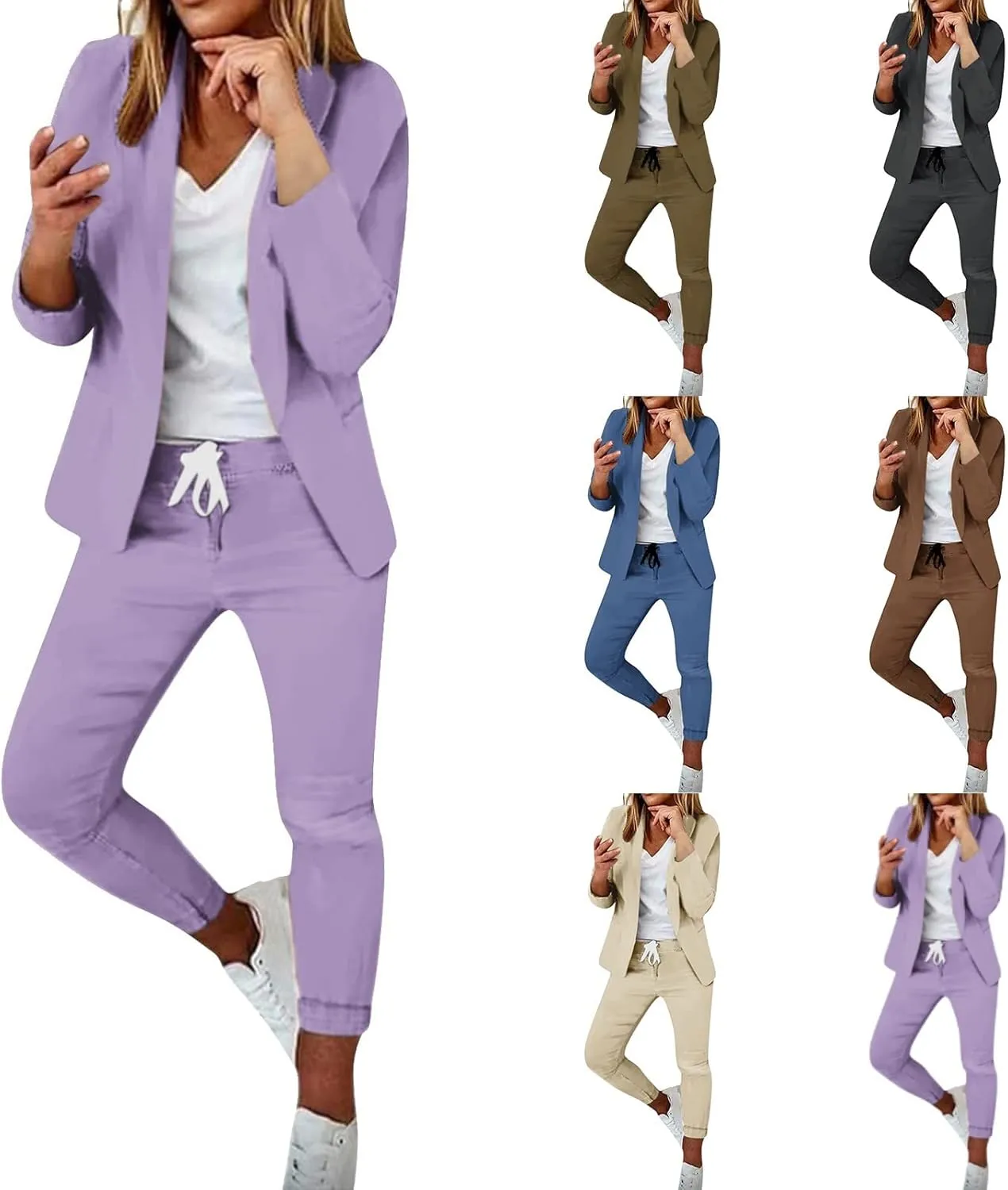 Pants Suits for Women Dressy Business Casual Outfits Blazer Sets Pant Suits 2 Piece Set Work Outfits Office Clothing