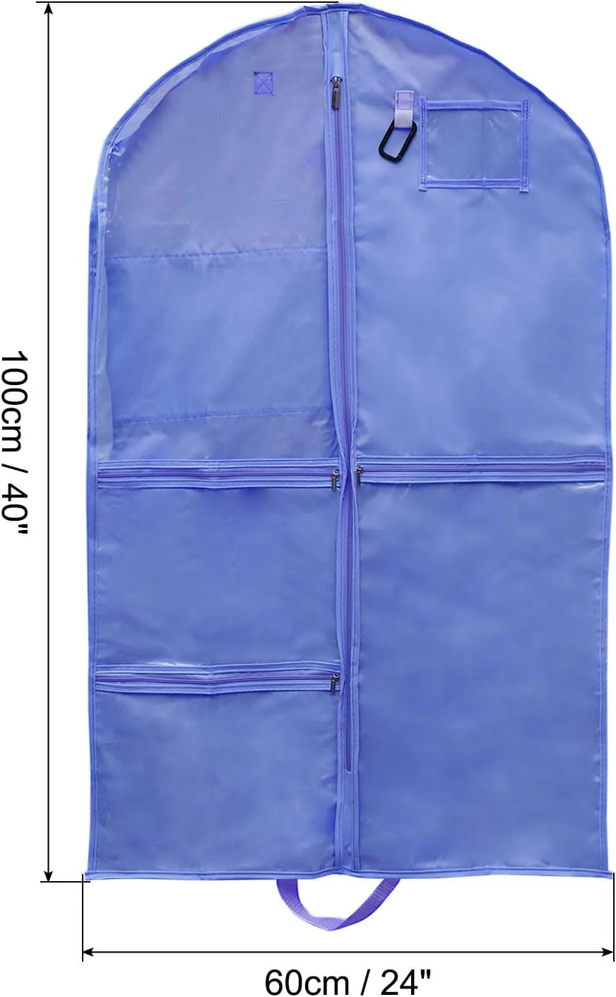 PATIKIL Garment Bags for Dance Costumes, 40 Inch Hanging Garment Bag with 4 Pockets Name Tag Handles for Dance Competition Skating, Blue
