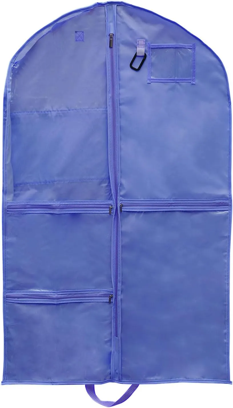 PATIKIL Garment Bags for Dance Costumes, 40 Inch Hanging Garment Bag with 4 Pockets Name Tag Handles for Dance Competition Skating, Blue