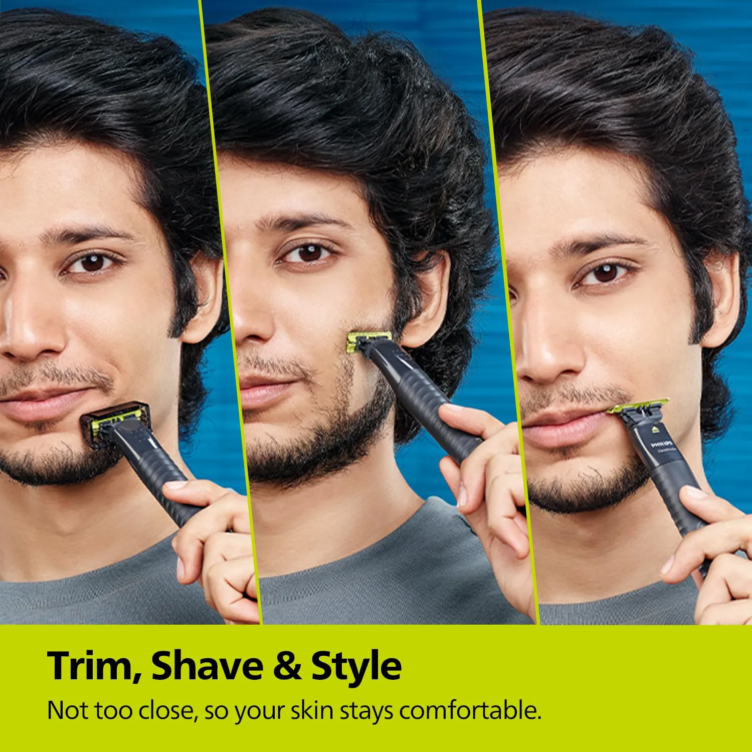 Philips QP1424/10 OneBlade Hybrid Trimmer and Shaver with Dual Protection Technology for No Nicks and Cuts as Blade Never Touches Skin