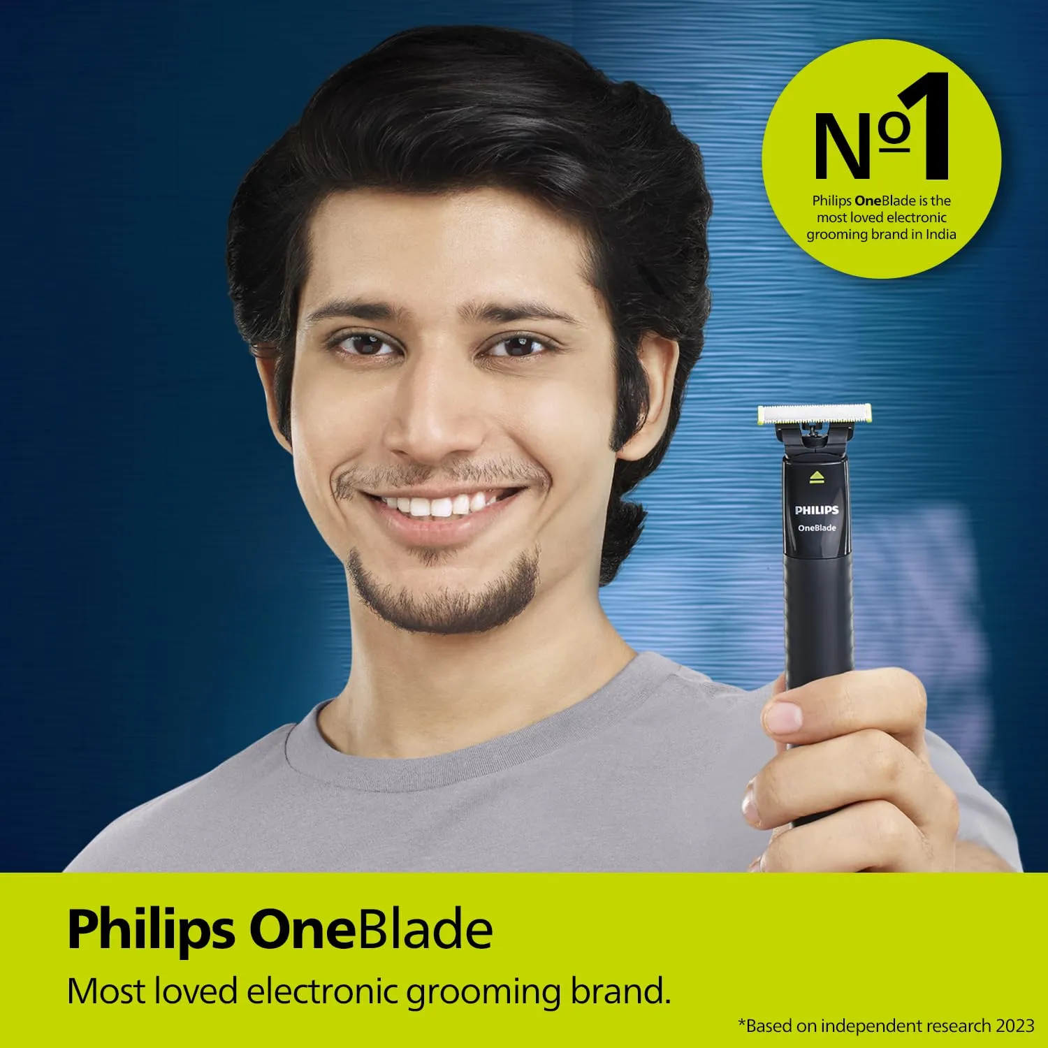 Philips QP1424/10 OneBlade Hybrid Trimmer and Shaver with Dual Protection Technology for No Nicks and Cuts as Blade Never Touches Skin