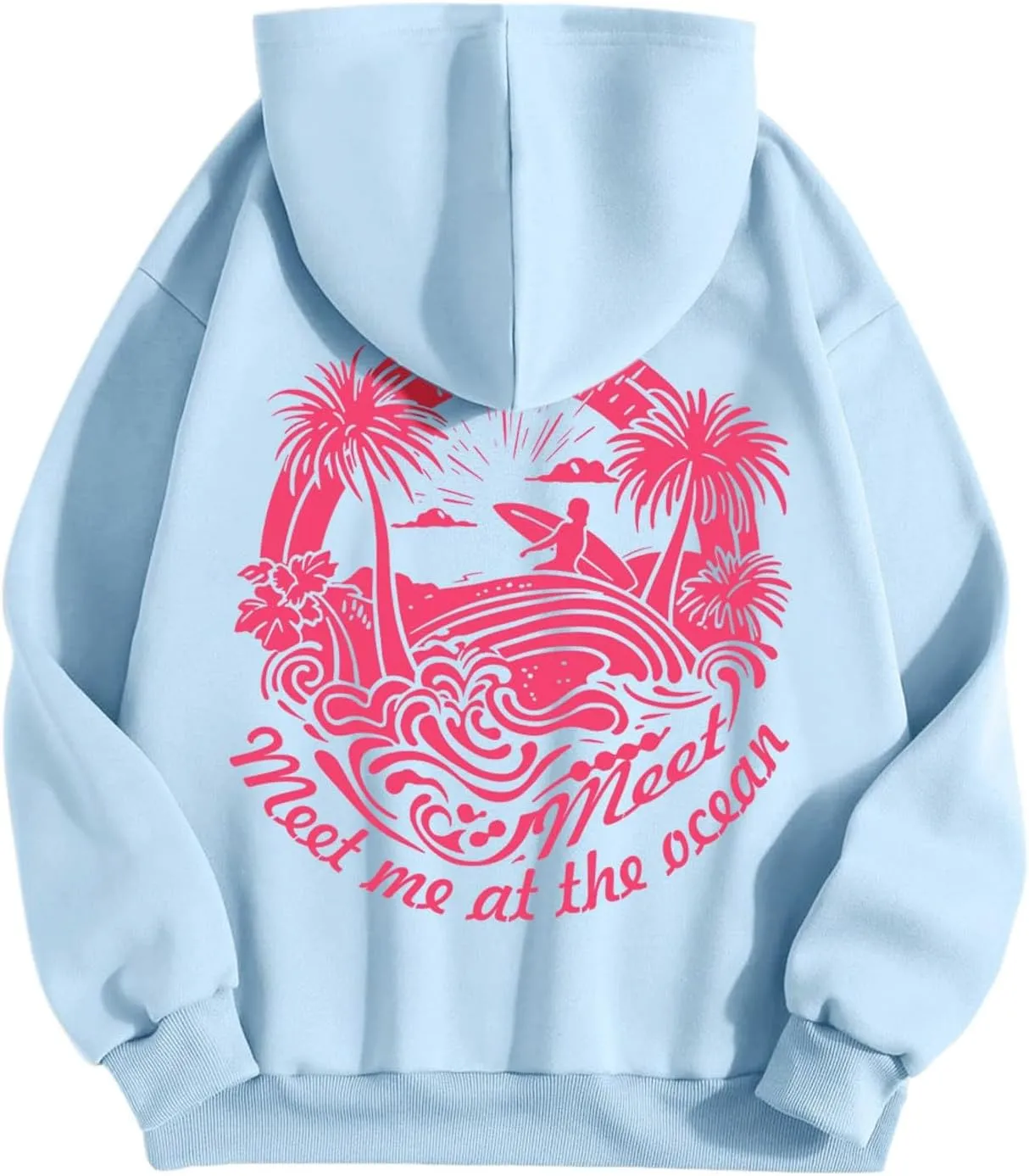 Pink Tracksuit For Women Y2K Drawstring Pullover Shirt Jogger Sweatpant Aesthetic Preppy Hoodies For Teen Girls Baggy
