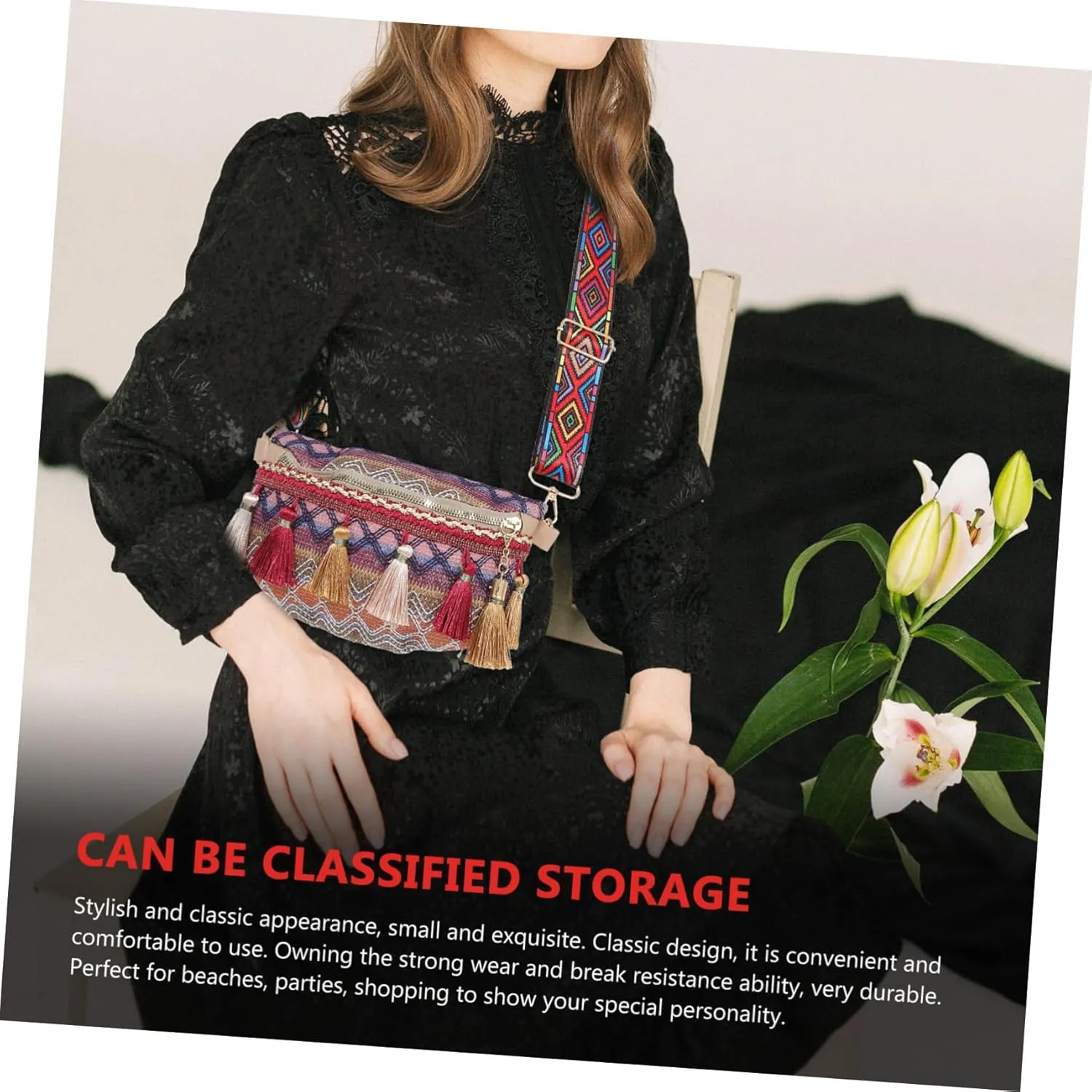 Polyester Small Square Bag Ethnic Style Chest Bag Fashion Waist Pack Easy Garments