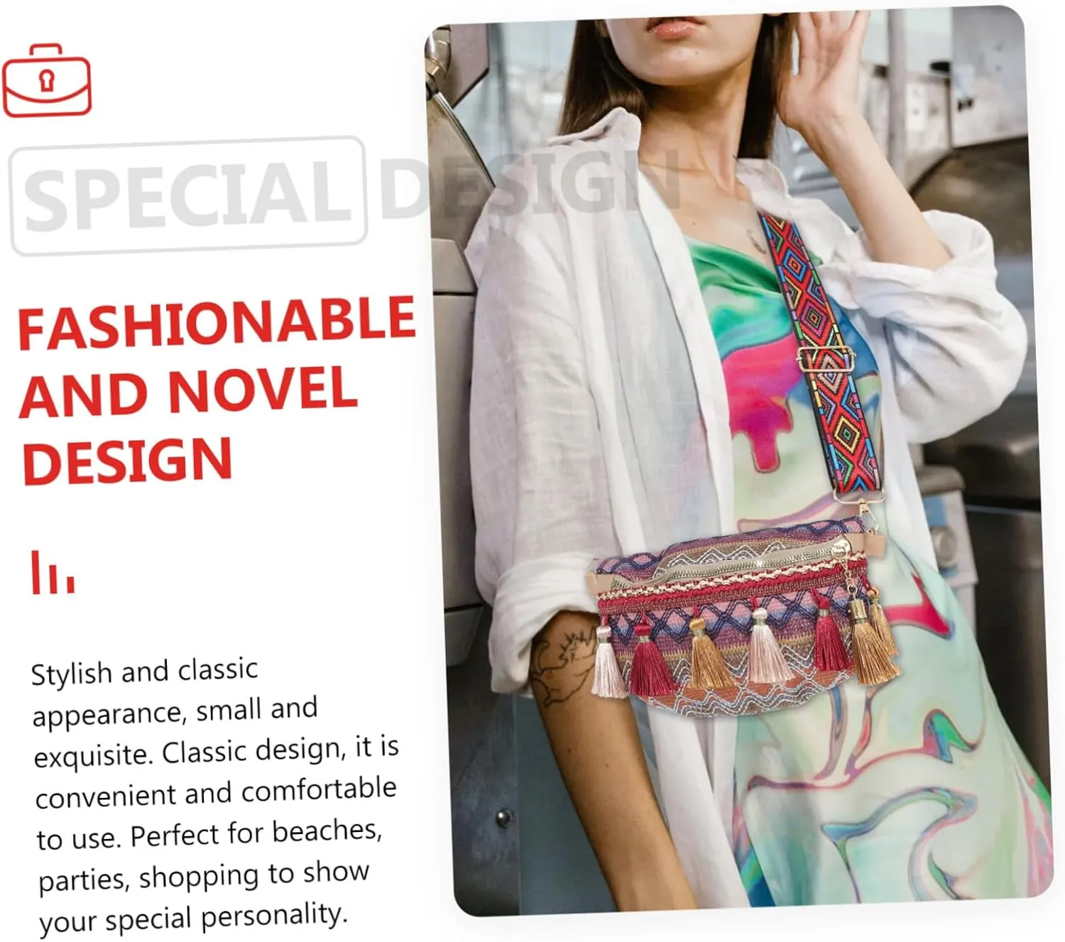 Polyester Small Square Bag Ethnic Style Chest Bag Fashion Waist Pack Easy Garments
