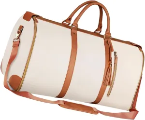 Portable Duffel Bag for Garments and Luggage, Ideal for Business Travel, Beige Brown