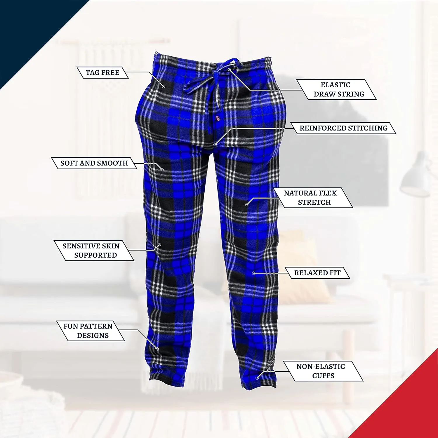 Premium Wear Men's Lounge Pants Fleece Pajamas with Pockets