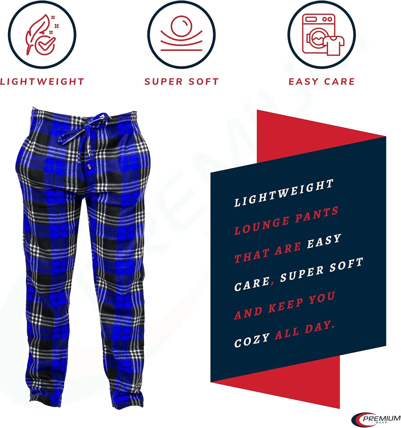 Premium Wear Men's Lounge Pants Fleece Pajamas with Pockets