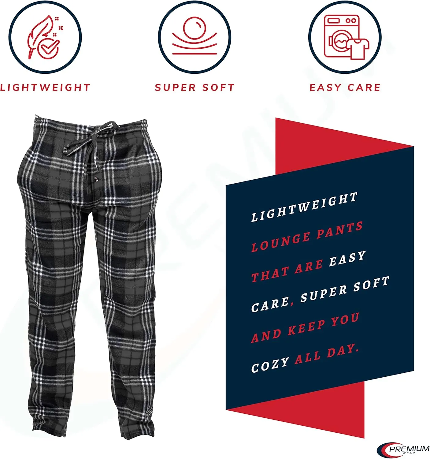 Premium Wear Men's Lounge Pants Fleece Pajamas with Pockets