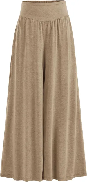 PRETTYGARDEN Women's Summer Wide Leg Trouser Pants Casual High Waisted Flowy Palazzo Lounge Pant with Pockets