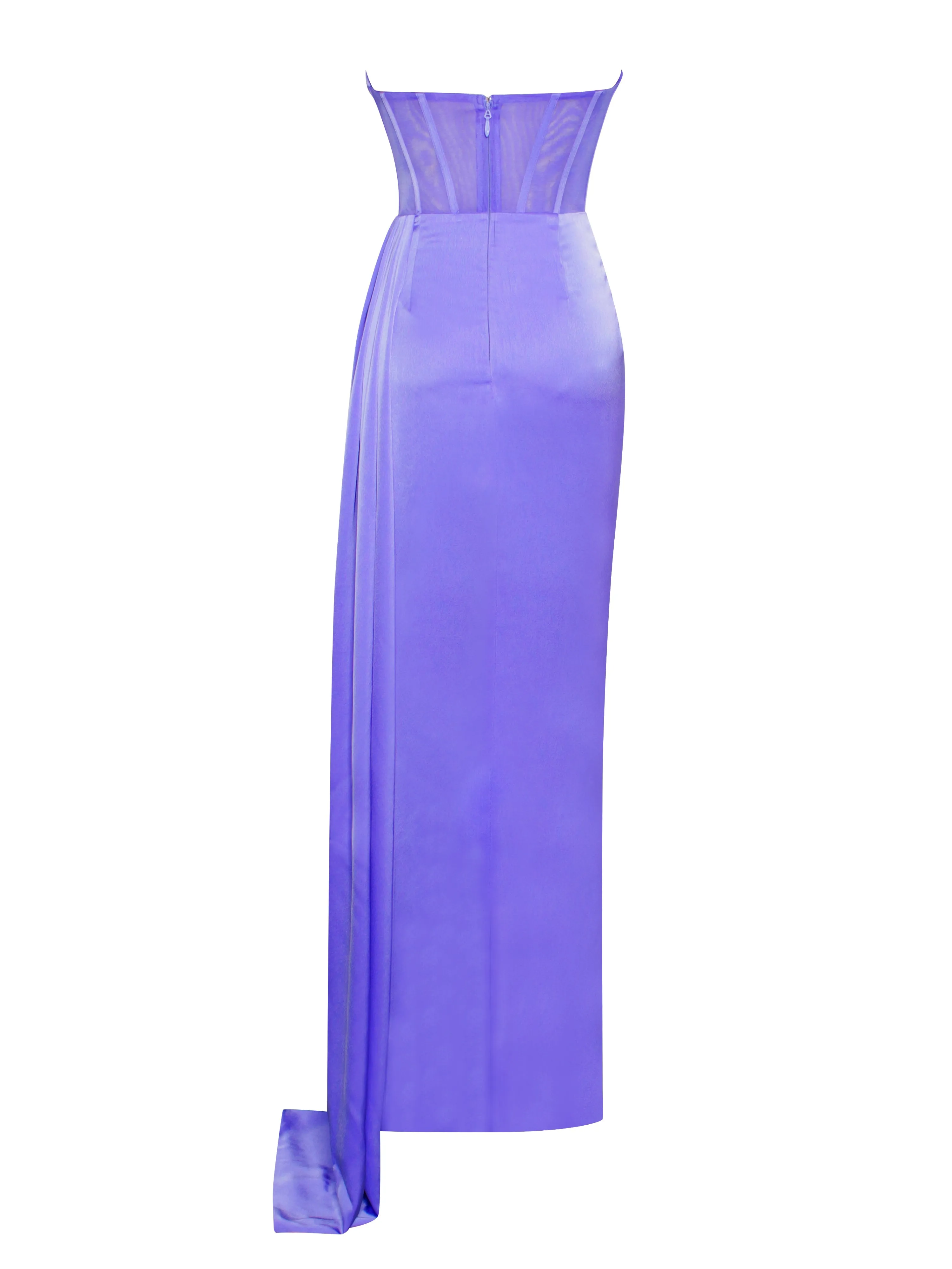 Prisa Very Peri High Graceful Slit Satin Corset Gown