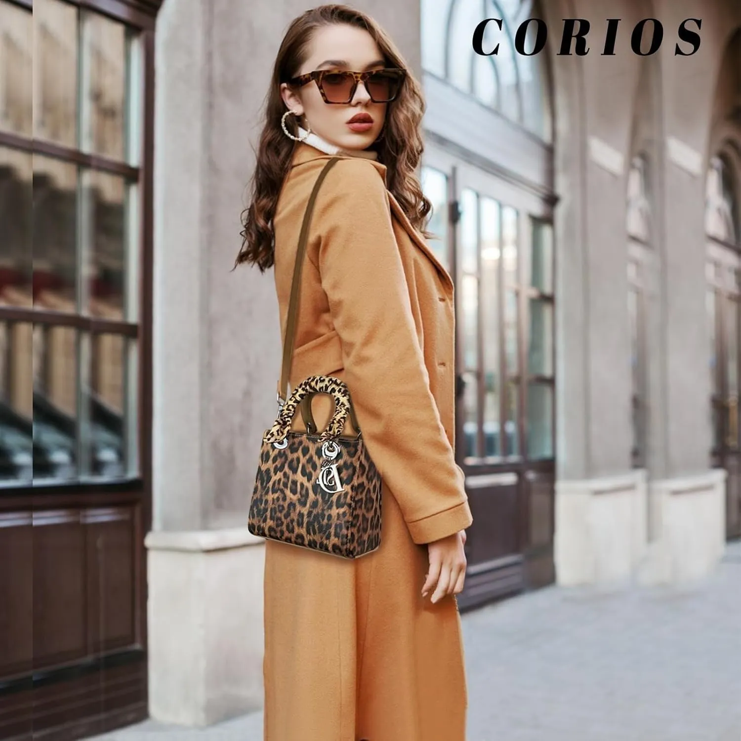 PU Leather Shoulder Handbag for Women Fashion Messenger Satchel Elegant Hobo Top Leopard Print Crossbody Bag