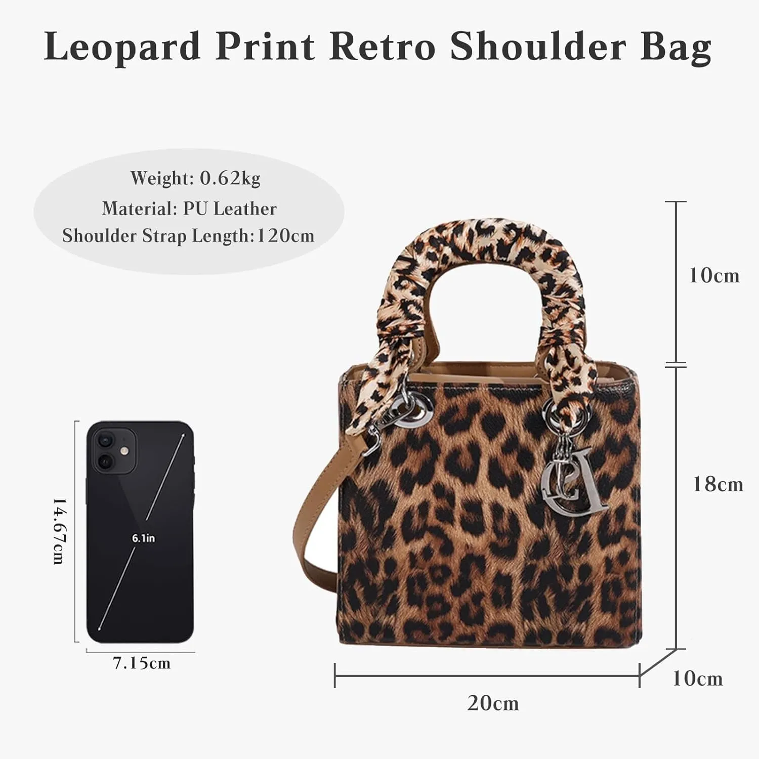 PU Leather Shoulder Handbag for Women Fashion Messenger Satchel Elegant Hobo Top Leopard Print Crossbody Bag
