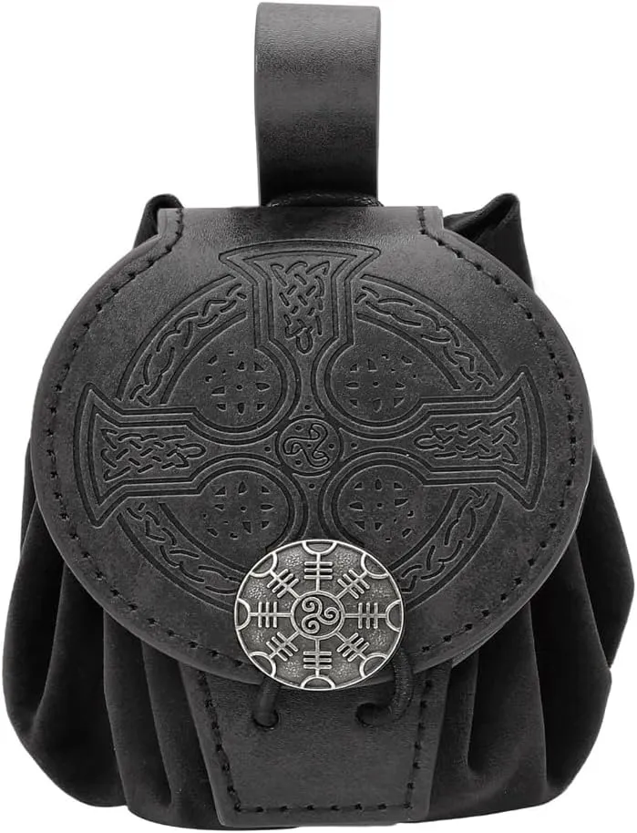 PU Leather Waist Bag Old Styles Belt Bag Medieval Cube Bag Cosplay Side Pack