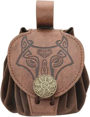 PU Leather Waist Bag Old Styles Belt Bag Medieval Cube Bag Cosplay Side Pack