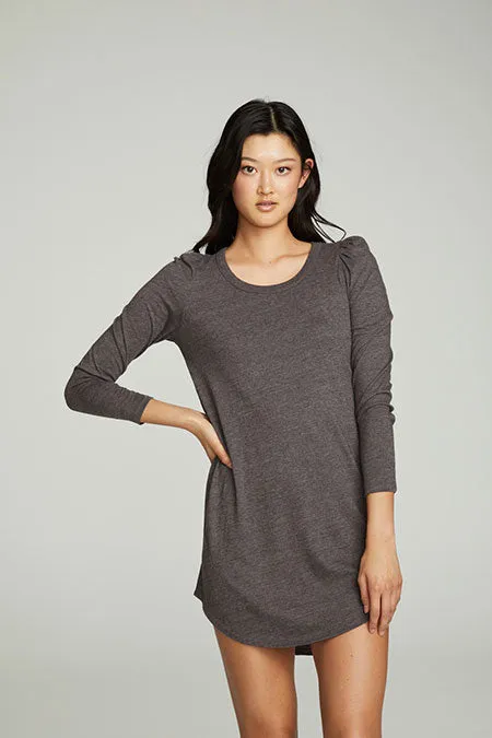Puff Sleeve Shirttail Hi Lo Dress