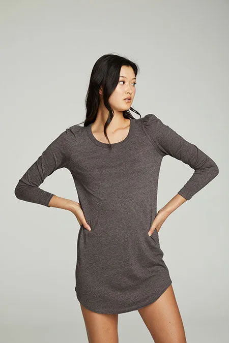 Puff Sleeve Shirttail Hi Lo Dress