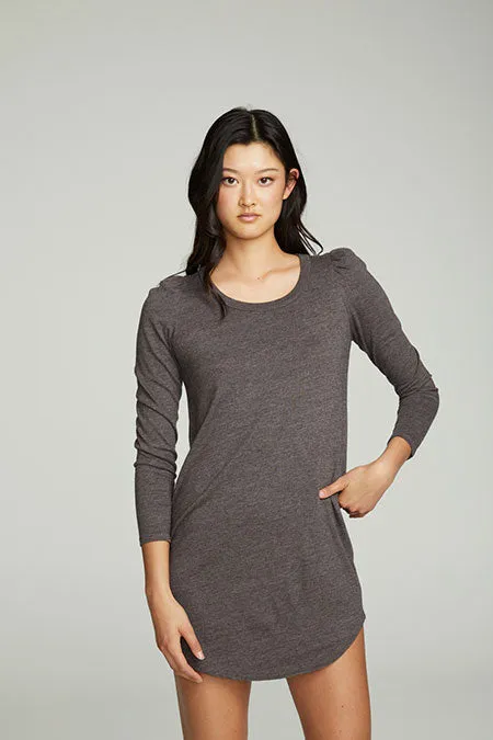 Puff Sleeve Shirttail Hi Lo Dress
