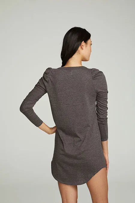 Puff Sleeve Shirttail Hi Lo Dress
