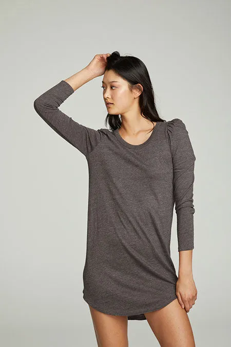 Puff Sleeve Shirttail Hi Lo Dress