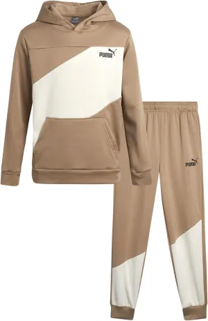 PUMA Boys' Jogger Set -2 Piece Active Fleece Pullover Graphic Hoodie Sweatshirt and Sweatpants for Boys (8-16)