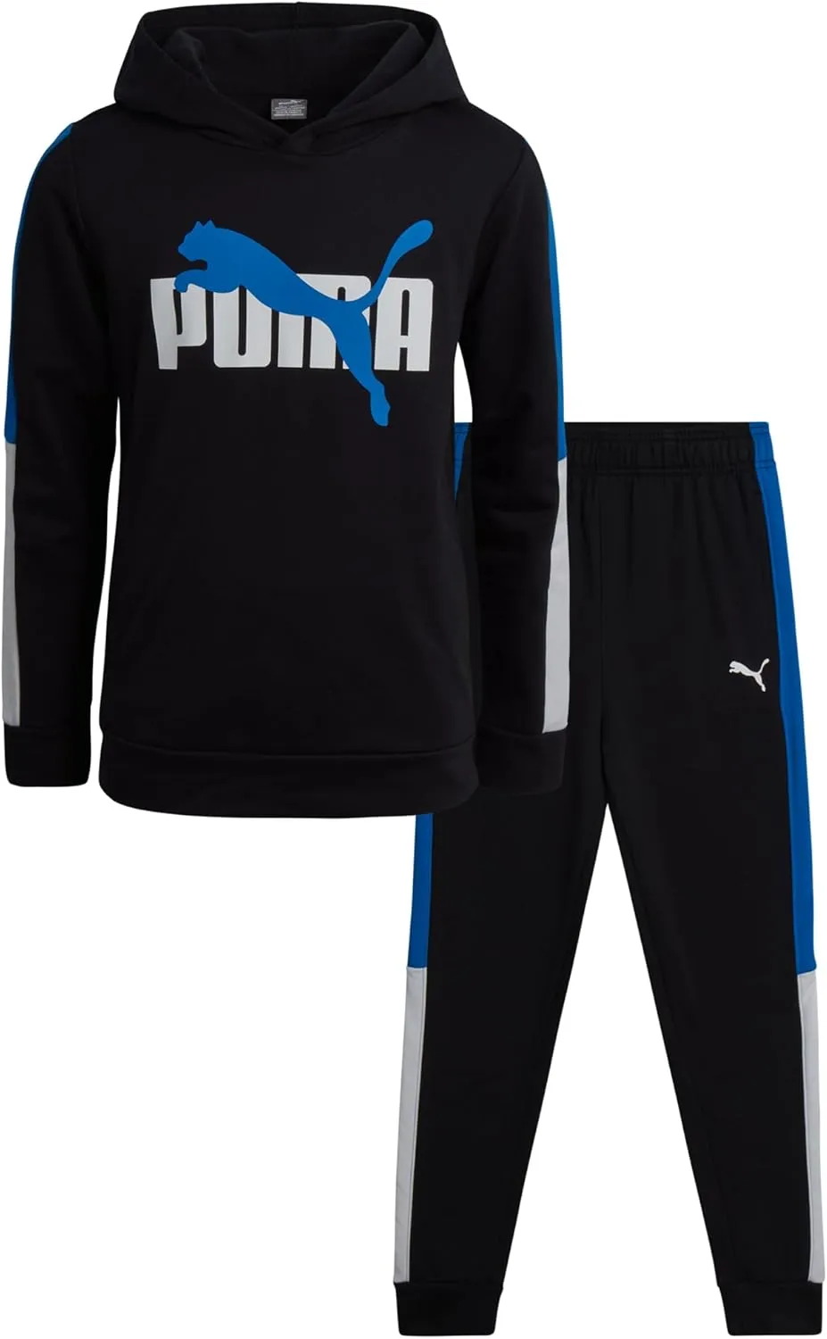 PUMA Boys' Jogger Set -2 Piece Active Fleece Pullover Graphic Hoodie Sweatshirt and Sweatpants for Boys (8-16)
