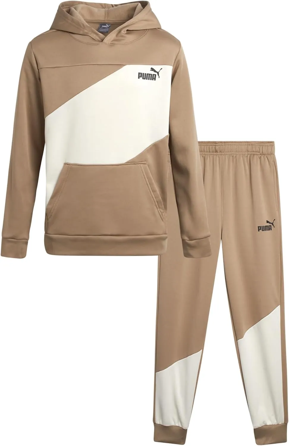 PUMA Boys' Jogger Set -2 Piece Active Fleece Pullover Graphic Hoodie Sweatshirt and Sweatpants for Boys (8-16)