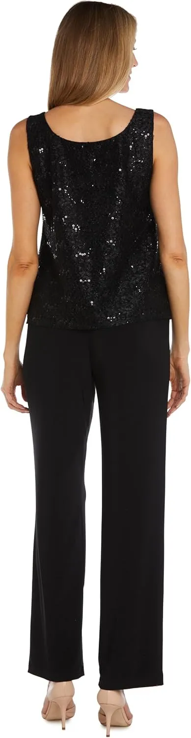 R&M Richards Women's Scallop Lace Duster Pant Set