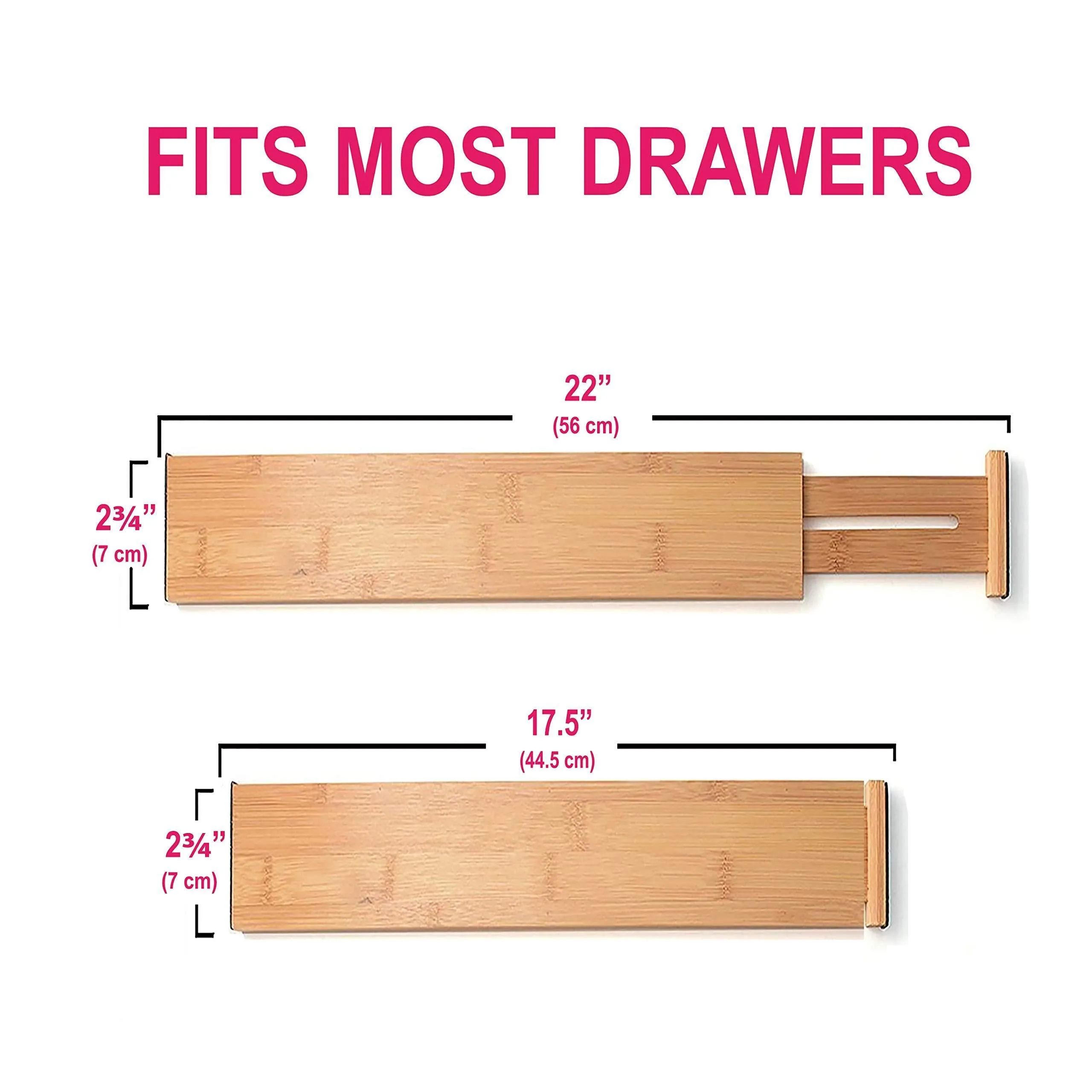 RAPTUROUS Bamboo Drawer Dividers - Pack Of 5 Expandable Drawer Organizers With Anti-Scratch Foam Edges - Adjustable Drawer Organization Separators For Kitchen, Bedroom, Baby Drawer, Bathroom & Desk