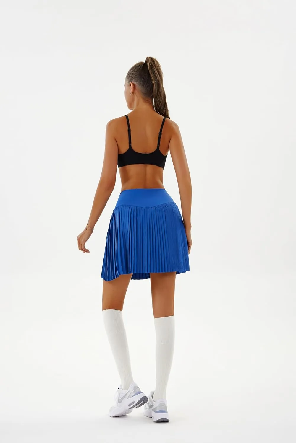 Redqenting Pleated Tennis Skirts with Inner Shorts High Waist Golf Skorts for Women with Pockets Athletic Skorts Mid-Length